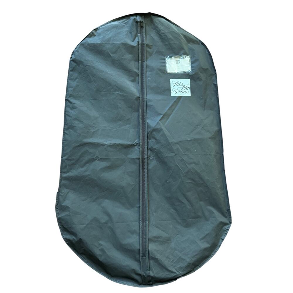 Saks Fifth Avenue Black Garment Bag Suit Dress Cover with‎ Zipper ID Window READ